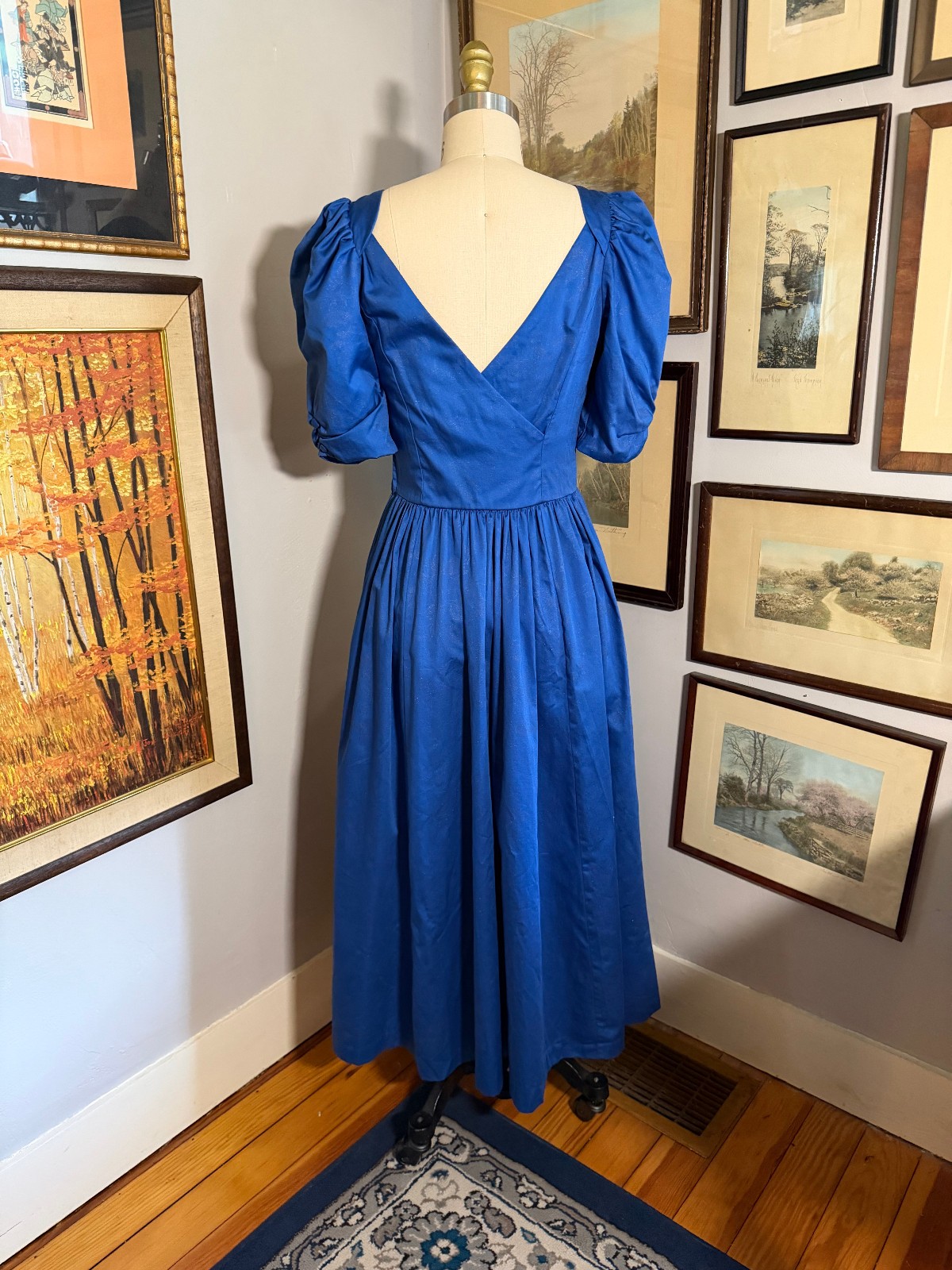 Vintage 80s Laura Ashley blue dress US10