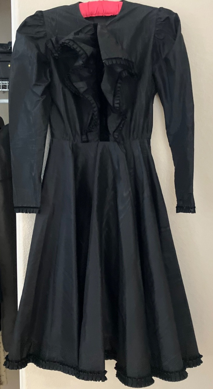 Givenchy Nouvelle Boutique Black Silk Moire Taffeta Vintage Cocktail Dres