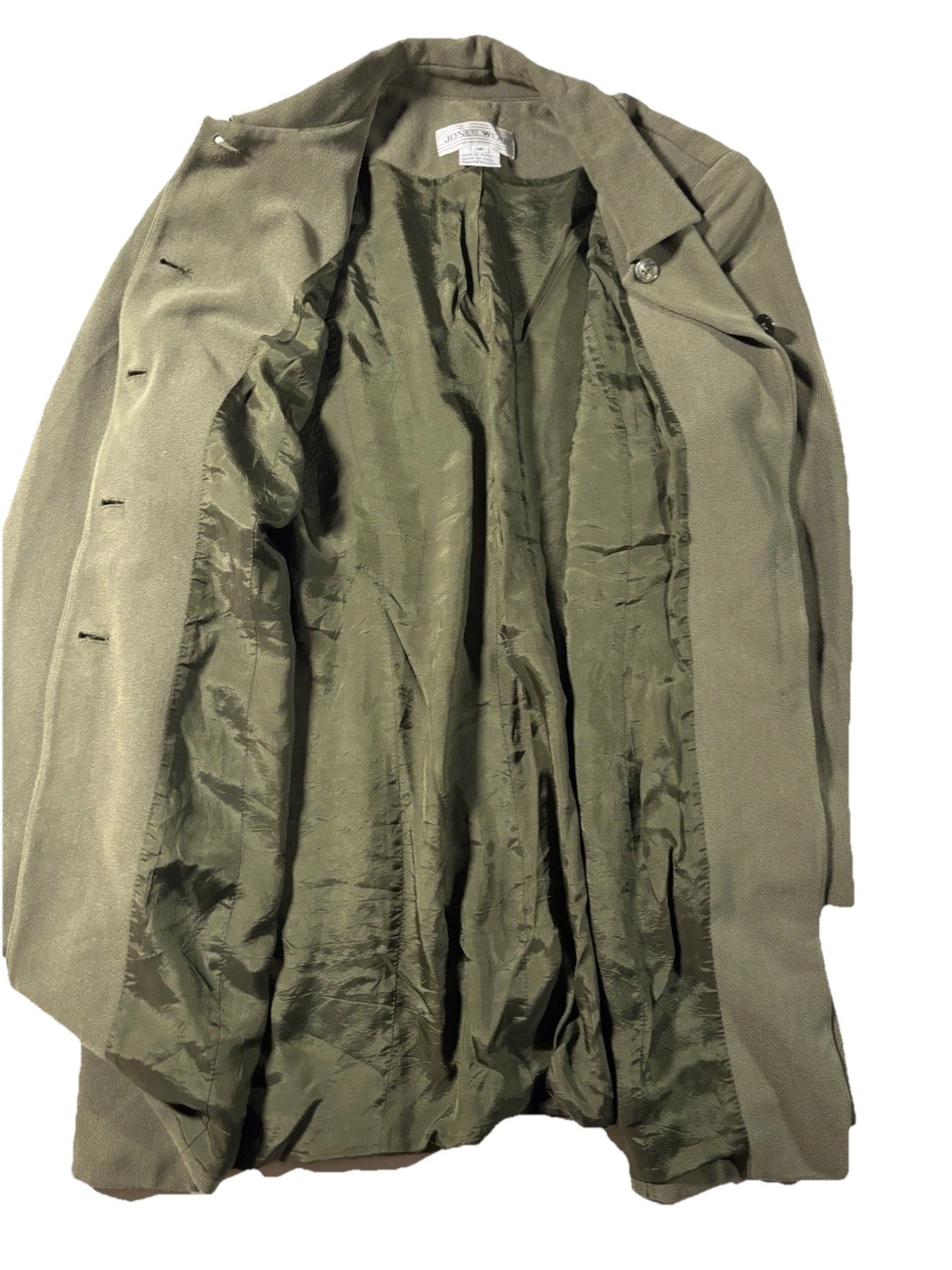 Vtg 90’s Jones Wear Women’s Sz 16 Long Line Single Breasted Blazer Jacket Green