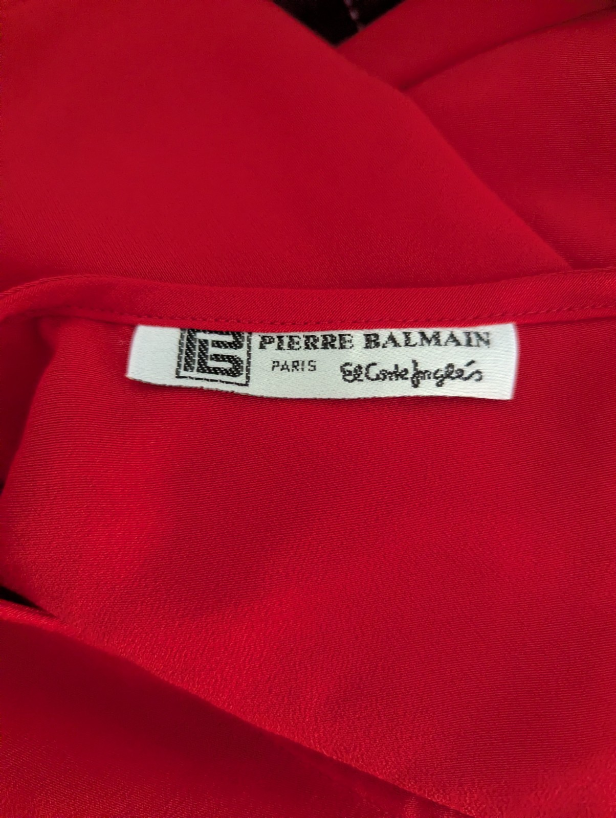 Vintage 80s Pierre Balmain Women’s Medium Short Cap Sleeve Red Blouse Top 181