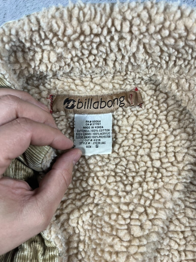 VTG 90s Billabong Brown Corduroy Button Up Jacket Women’s Size Small Fleece