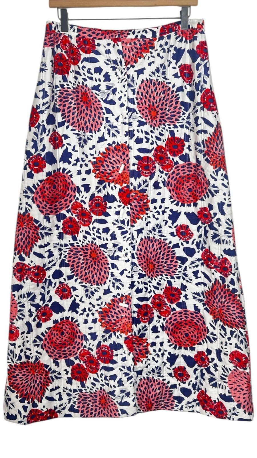 Vintage Vera Neumann Quilted Maxi Skirt Retro Floral Print Multicolor A-Line Med