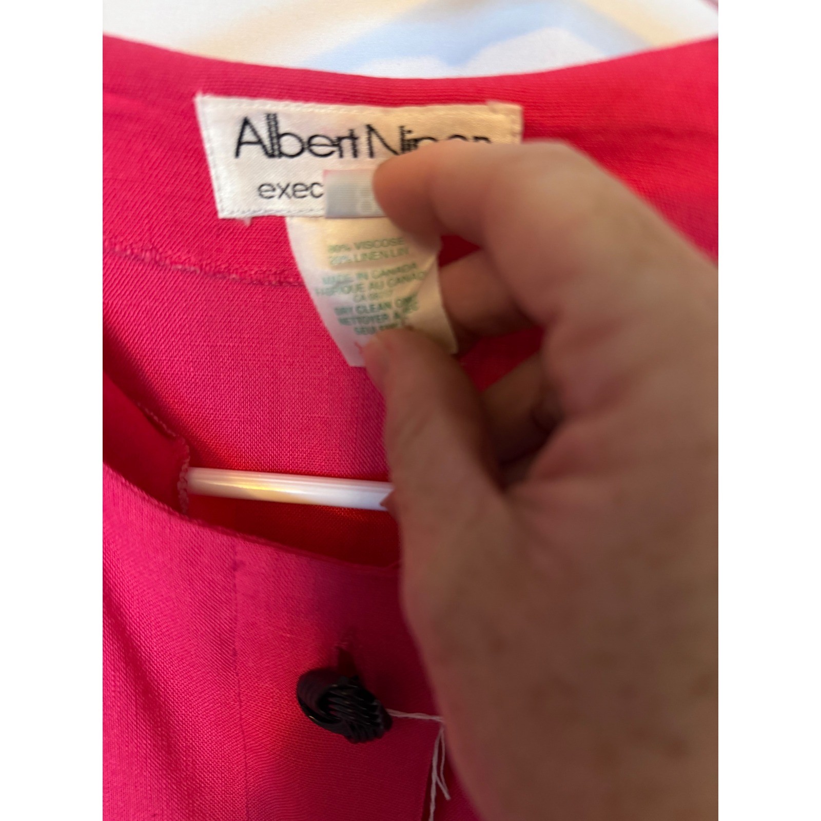 Albert Nipon Executive Dress Pink Linen Blend Short Sleeve Vintage Size 8
