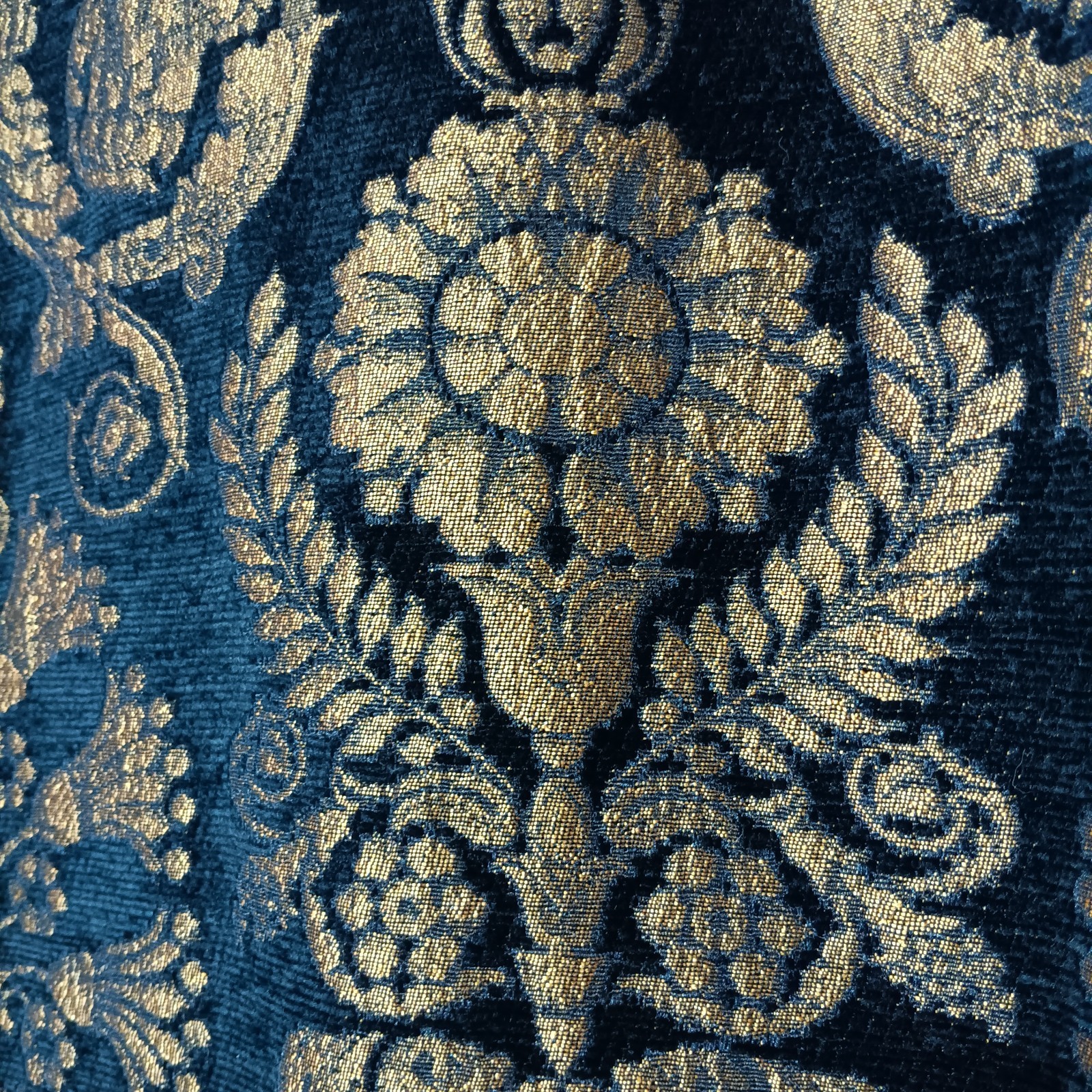 Baroque Rococo Style Y2K BROCADE Jacket M black Gold Floral Ornate Luxous Vtg