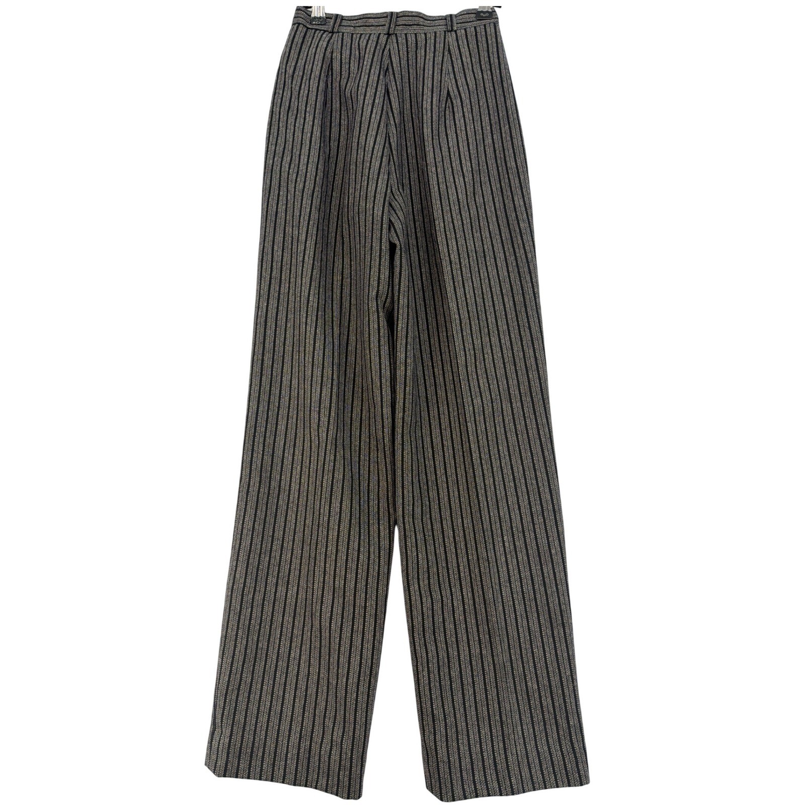 College Town Vintage Trousers 24 Black Grey Stripe Wool Blend Retro Boho USA