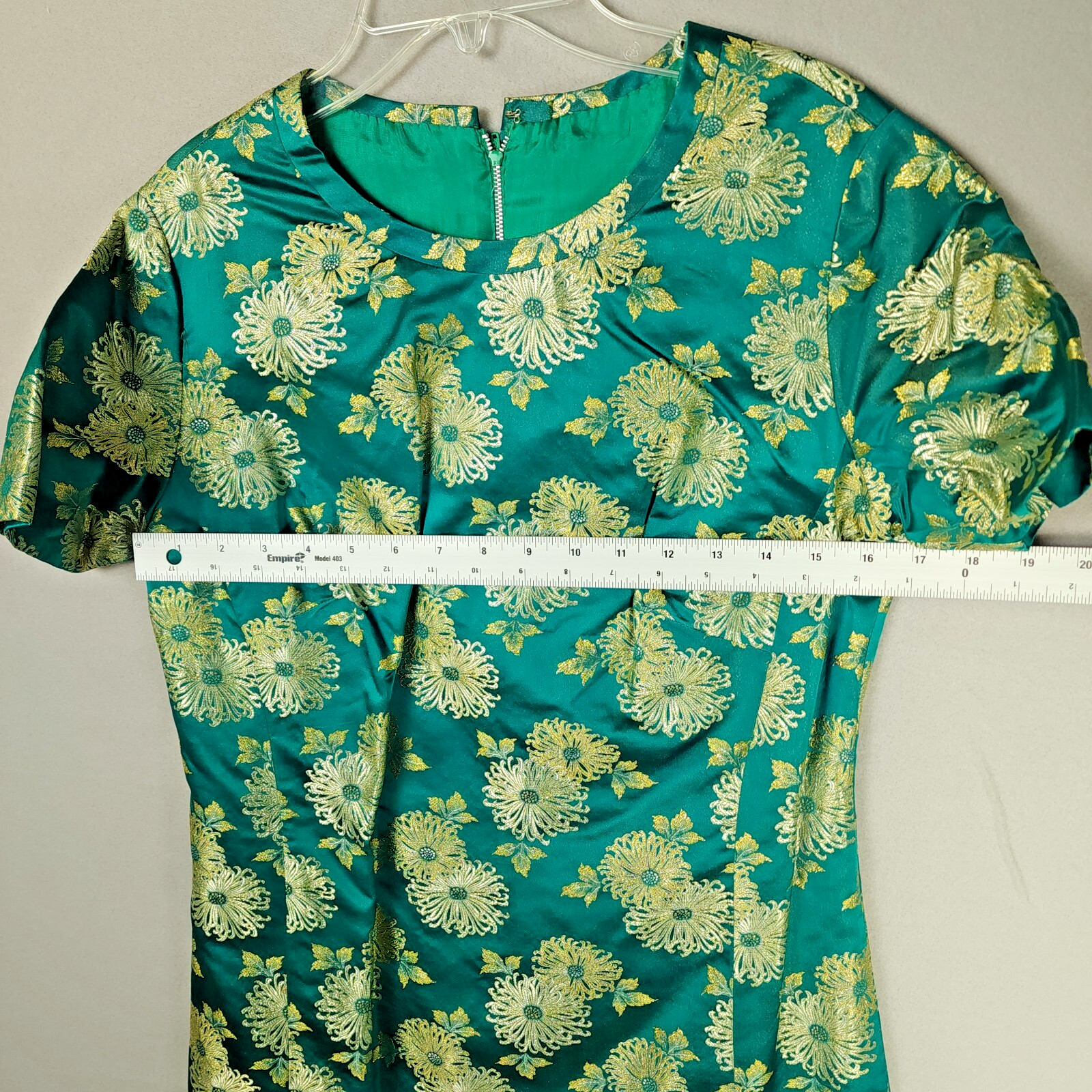 Ying Tai Ltd Green/Gold Chinese Floral Dress w/Jacket – Small