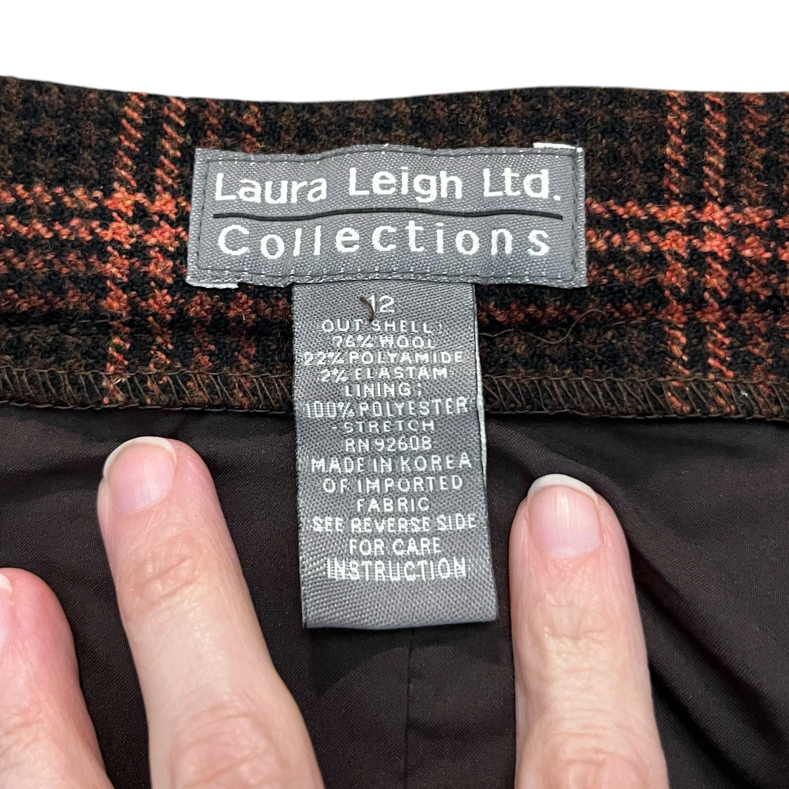 90s VTG Wool Plaid Maxi Skirt 10/12 Straight Brown Multi Fall Winter Academia