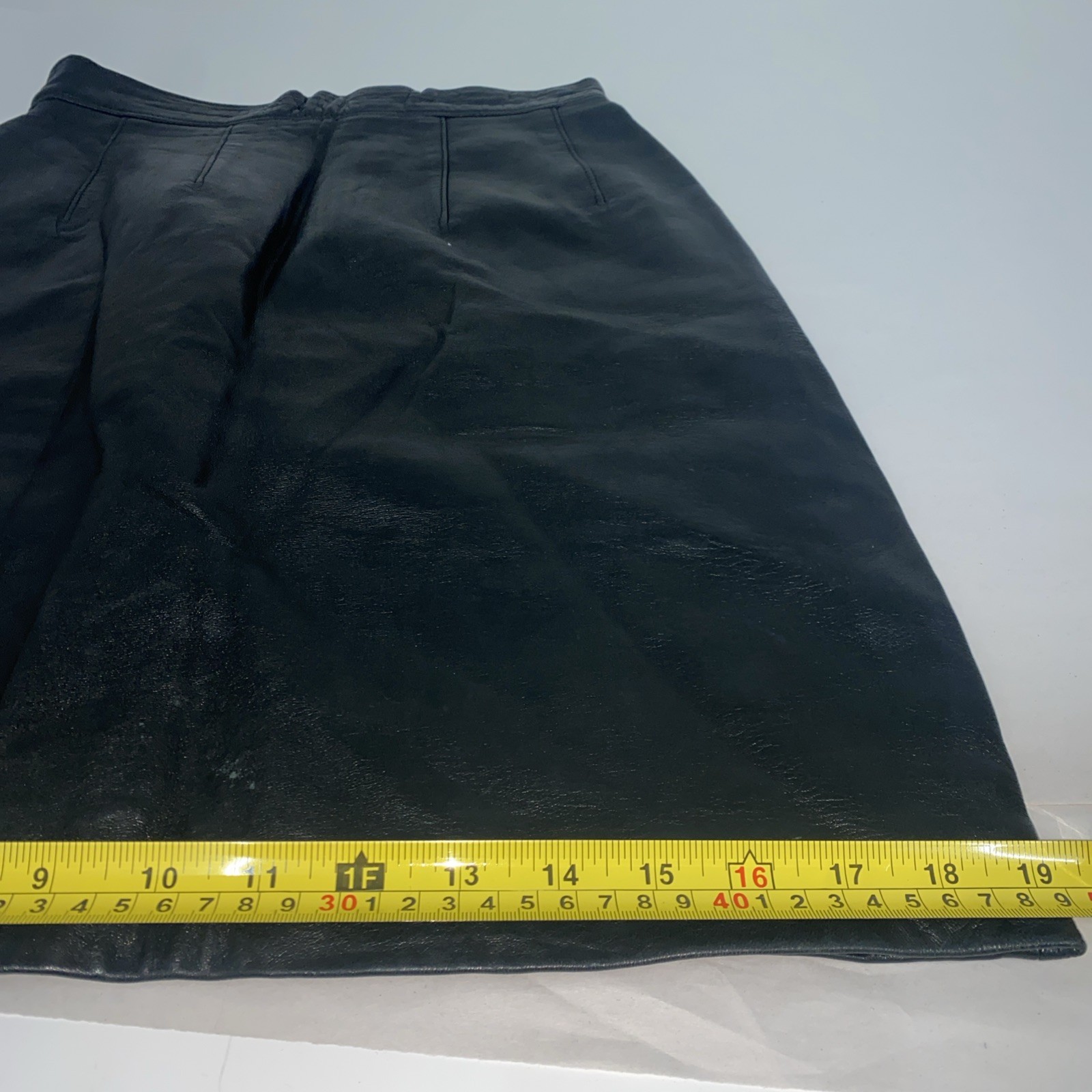 Maxima For Tannery West Vintage Black Leather High Waist Skirt 90s Size 6