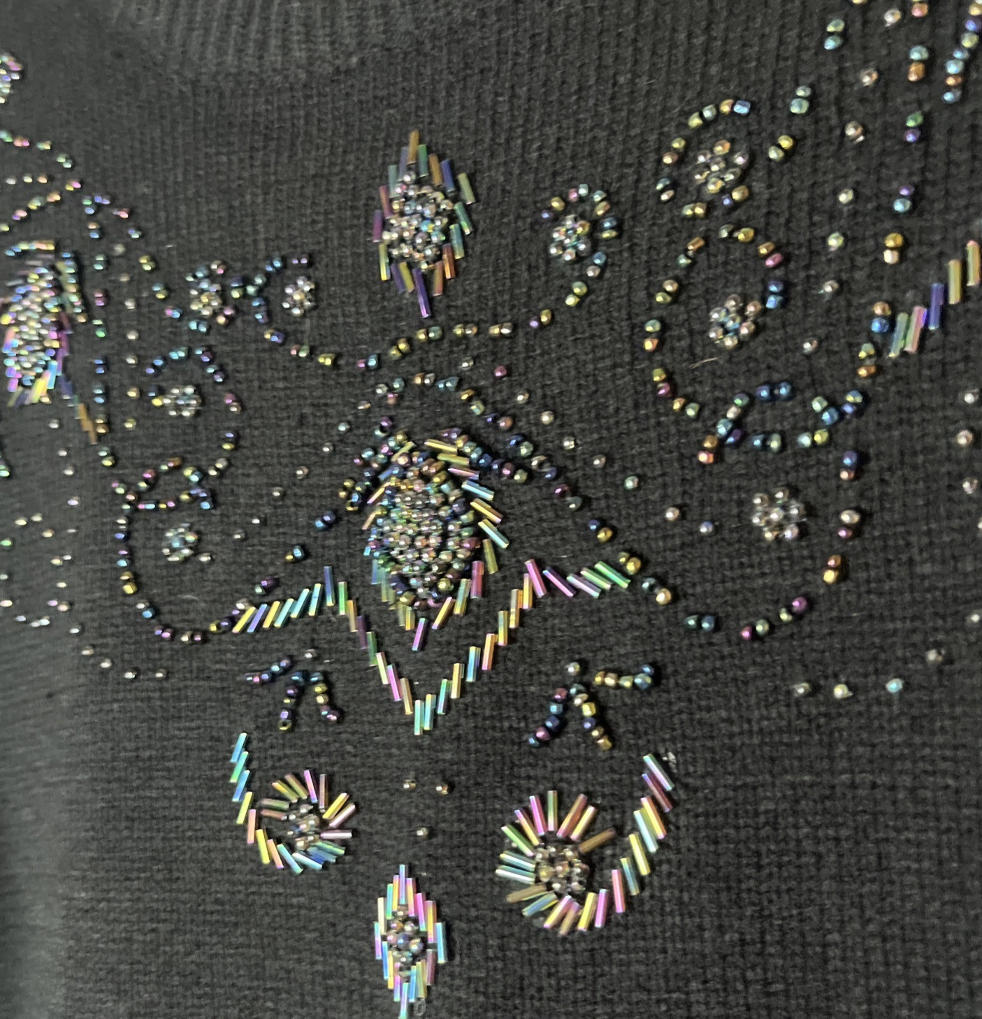 Naomi Bee Vintage Sweater 80’s Beaded Black Retro Women’s Size Medium