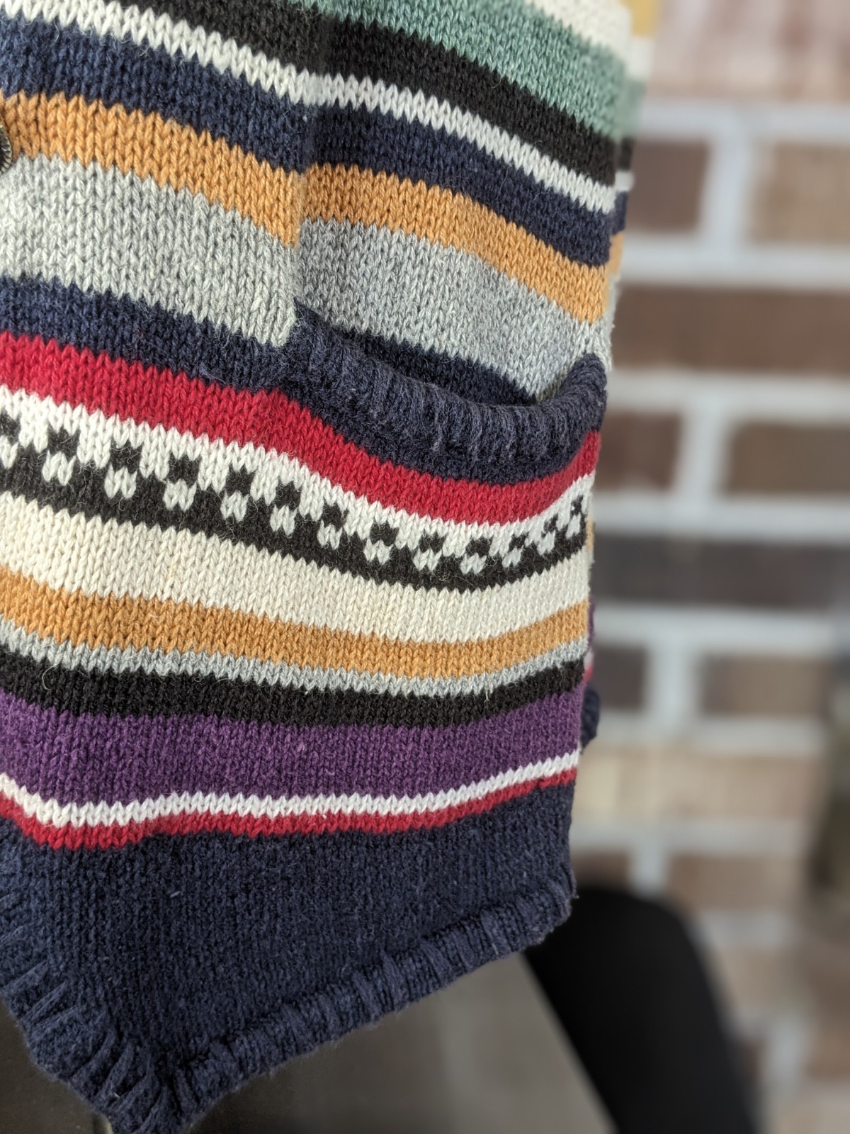 Southwestern Boho 90s Cotton & Ramie Multicolor Knit Native American L Vest