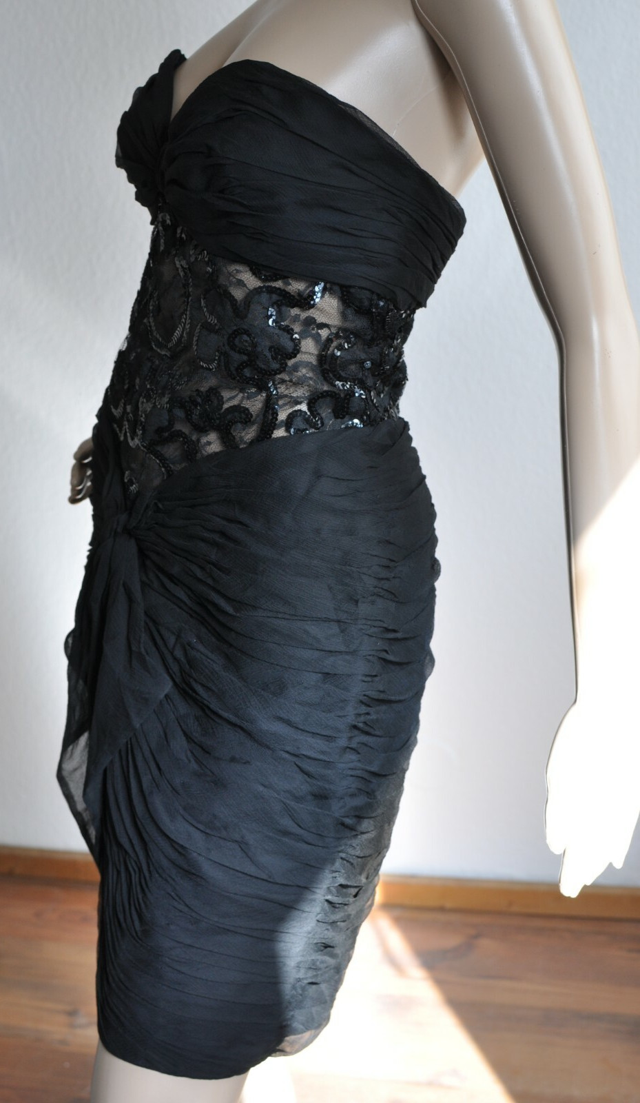 Bellville Sassoon Mullany Vintage Evening Gown Party Cocktail Dress Lace Silk 40