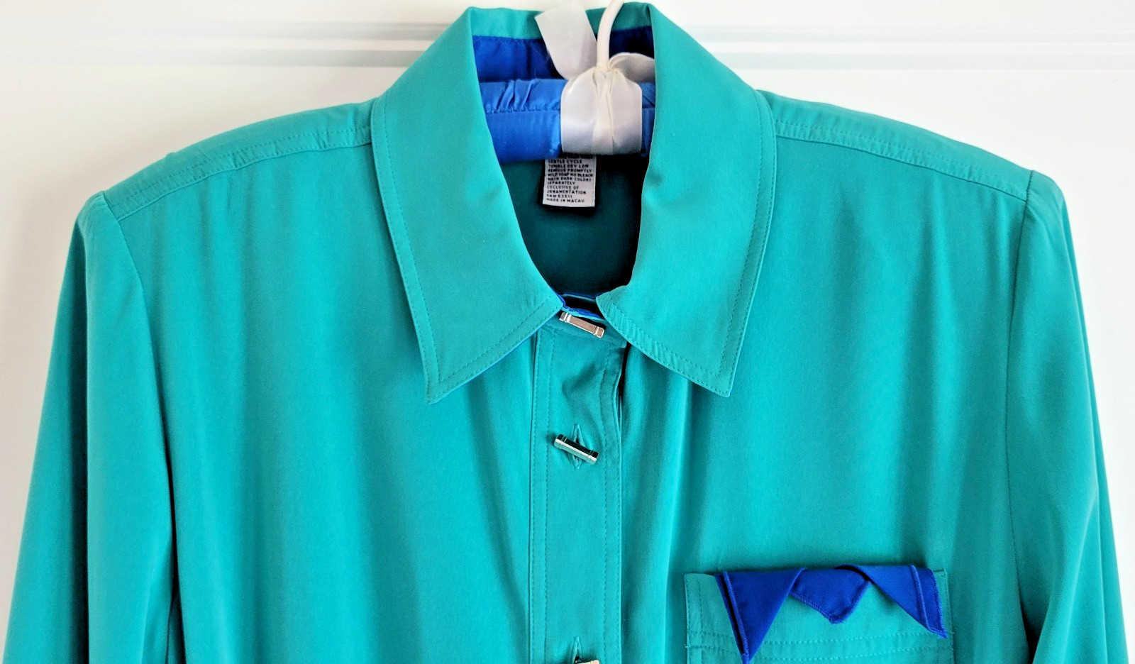 Vtg SCHRADER Shirt DRESS Sz 8 Emerald Green Long Sleeve Pockets Belt Half Button
