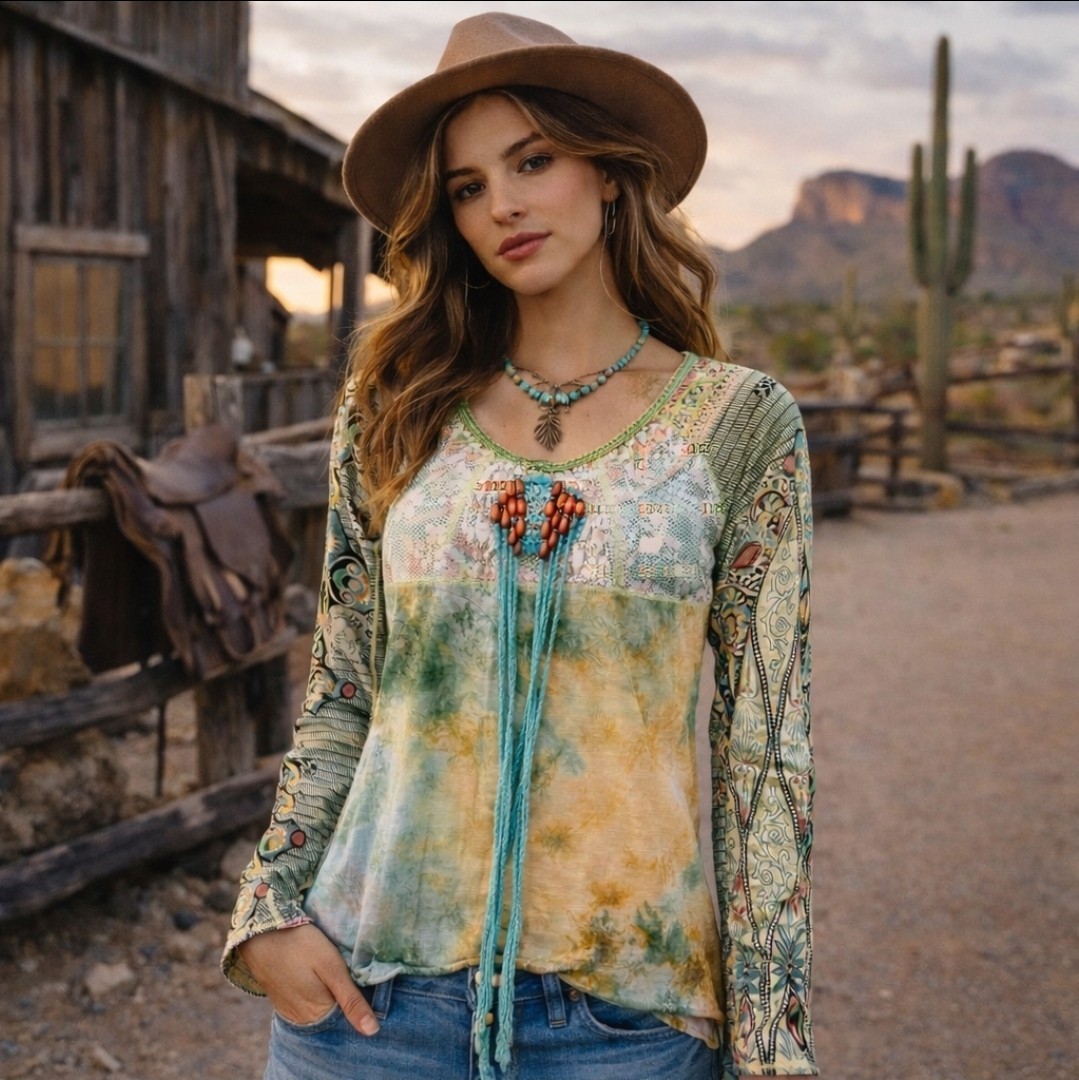 Vintage Gypsy Daisy Top Beaded Crochet M Y2K Boho Hippie Festival Western