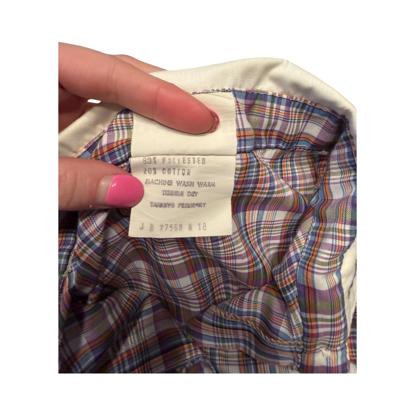 Vintage Oak Hill Plaid Short Sleeve Shirt Floral Embroidered Peter Pan Collar 18
