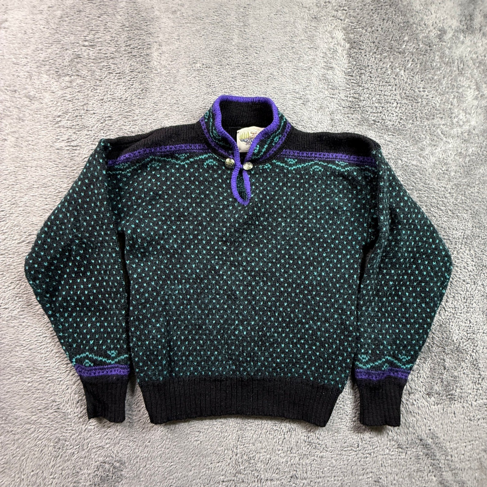 Alps Merrimac Valley Sweater Womens M Purple Vintage Wool Nordic Knit Excellent