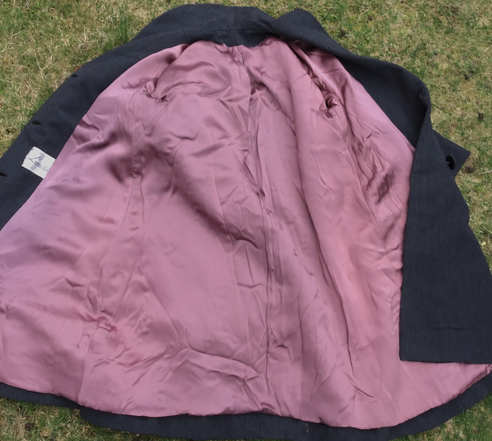 ANTIQUE 1930’S WOMAN’S WOOL SERGE TWILL SWAG COAT SATIN LINED IMMACULATE COND