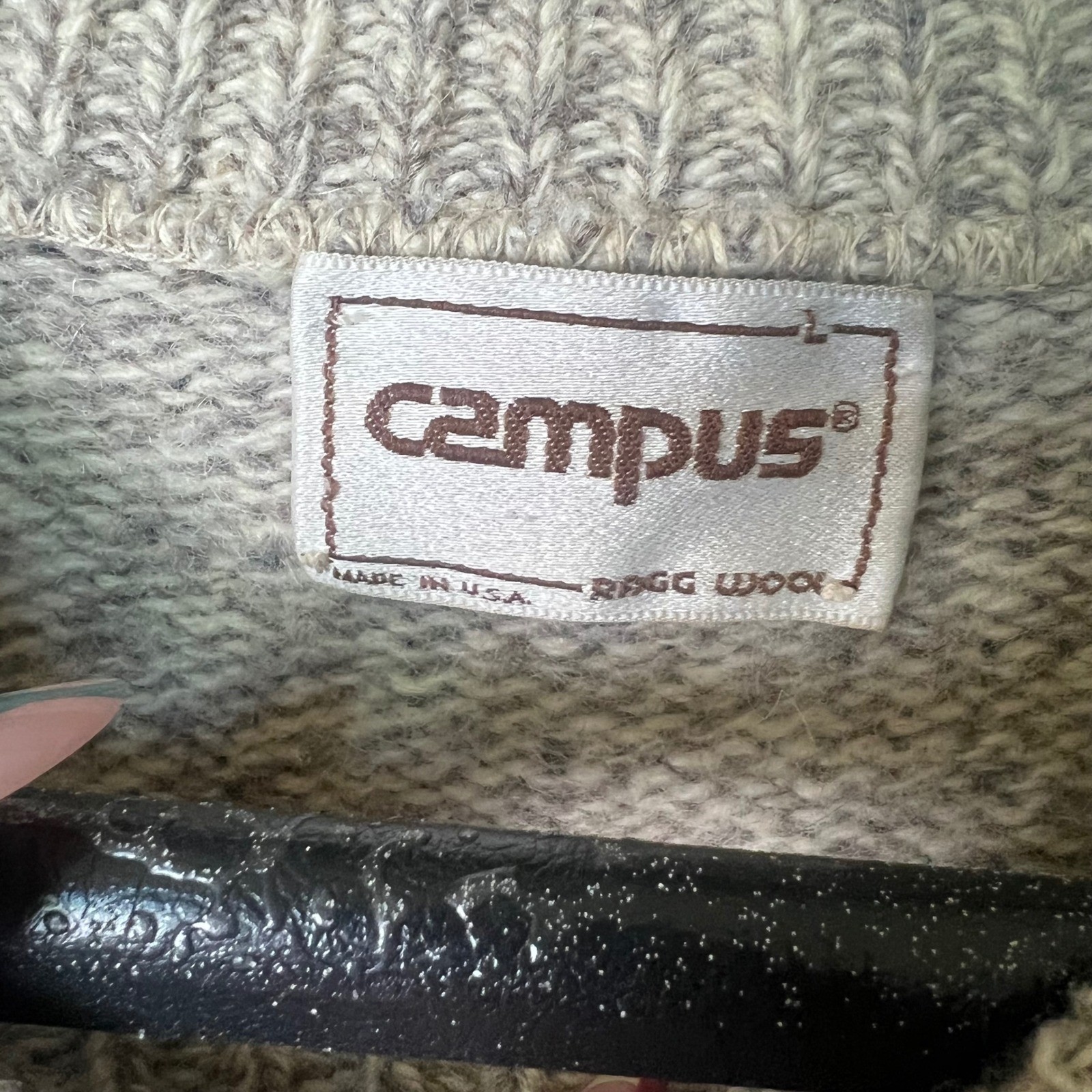 Campus Women VTG L Wool Blend Crewneck Sweater Beige Made In USA Grandpa Core
