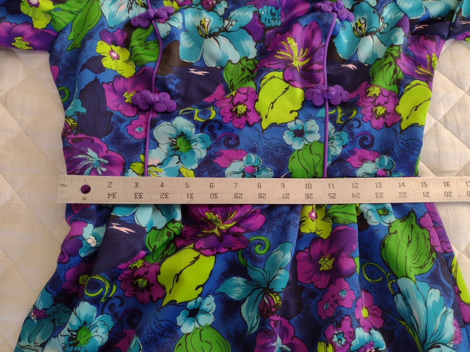 1960s Vtg Floral Hostess Gown Cheongsam Pagoda Mod Maxi Mcm Glam Japanese 70s