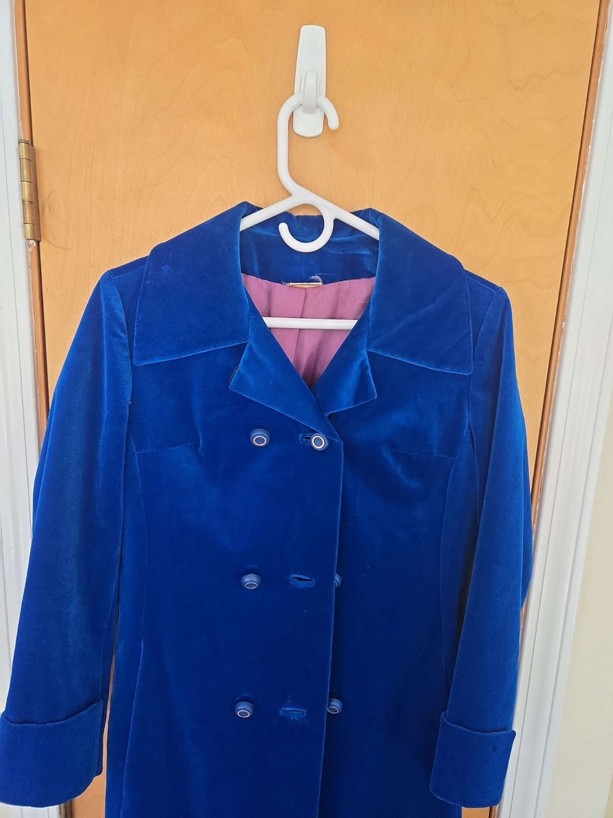 Surrey Classics 1960’s Double Breasted Blue Velvet Coat Size 8 Rare