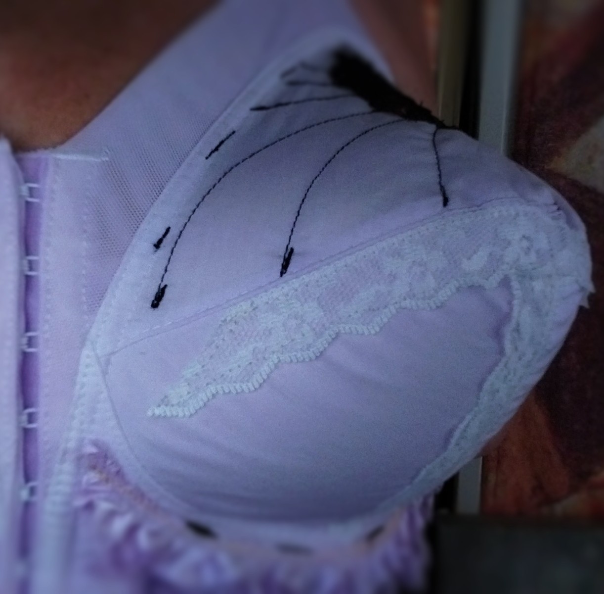 VTG BULLET BRA WAIST NIP PURPLE BURLESQUE AVANT 44 DD POINTY BUSTIER TOP GLAM OT