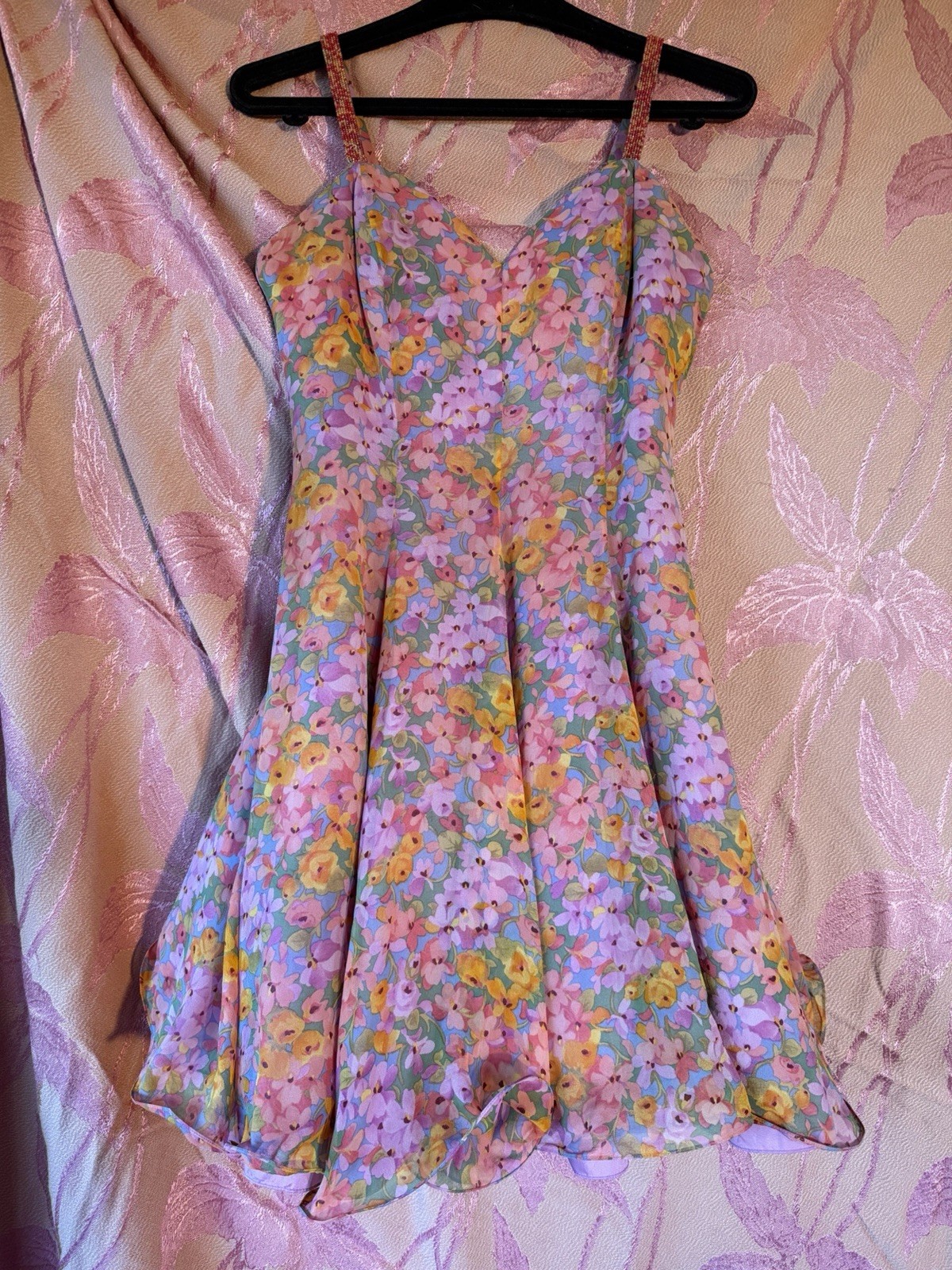 Niteline Della Roufogali Silk Dress Vintage, Beaded, Size S