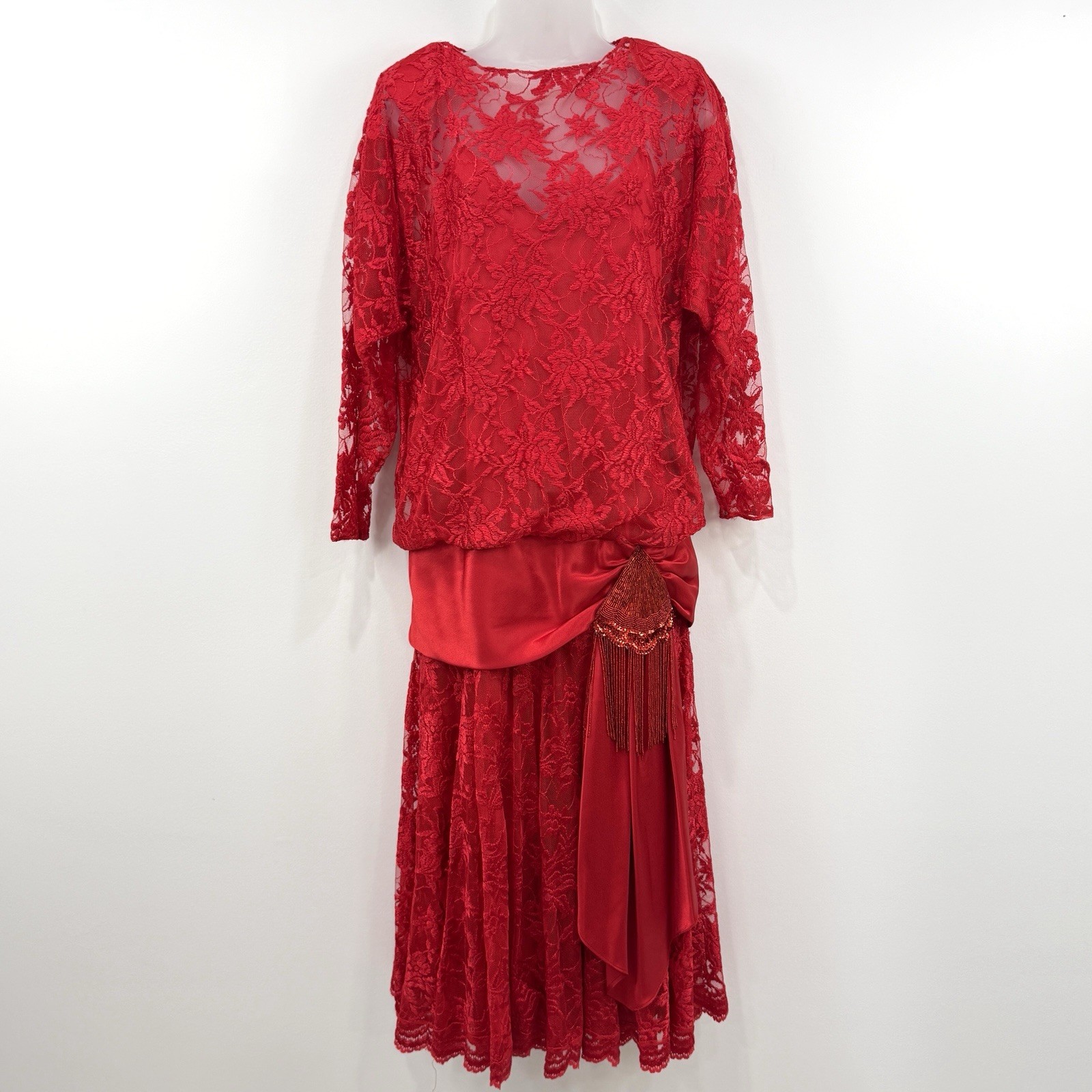 VTG 80s Pat Richards Michael Maiello Dress 8 Flapper Victorian Gatsby Union Made