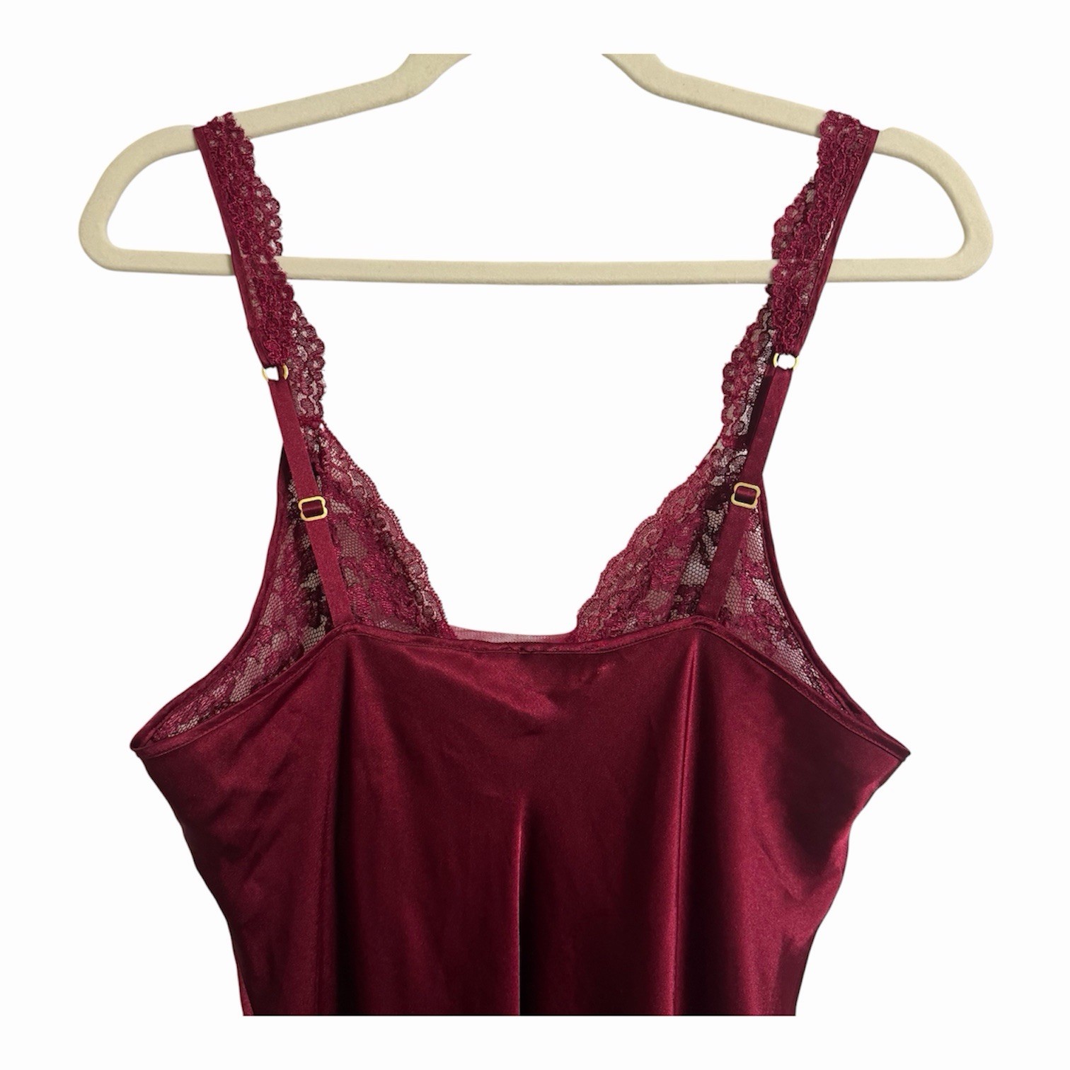 90s Vintage Victorias Secret Wine Red Lace Maxi Slip Dress Gold Label Large