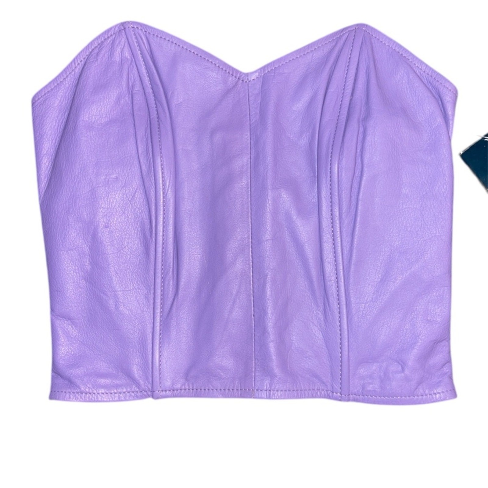 Vintage leather Lavender Strapless cropped top NWT size medium