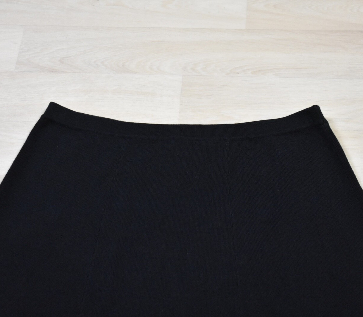 90s Linea Knit A Line Midi Skirt Cotton Acrylic Black Size Large VTG