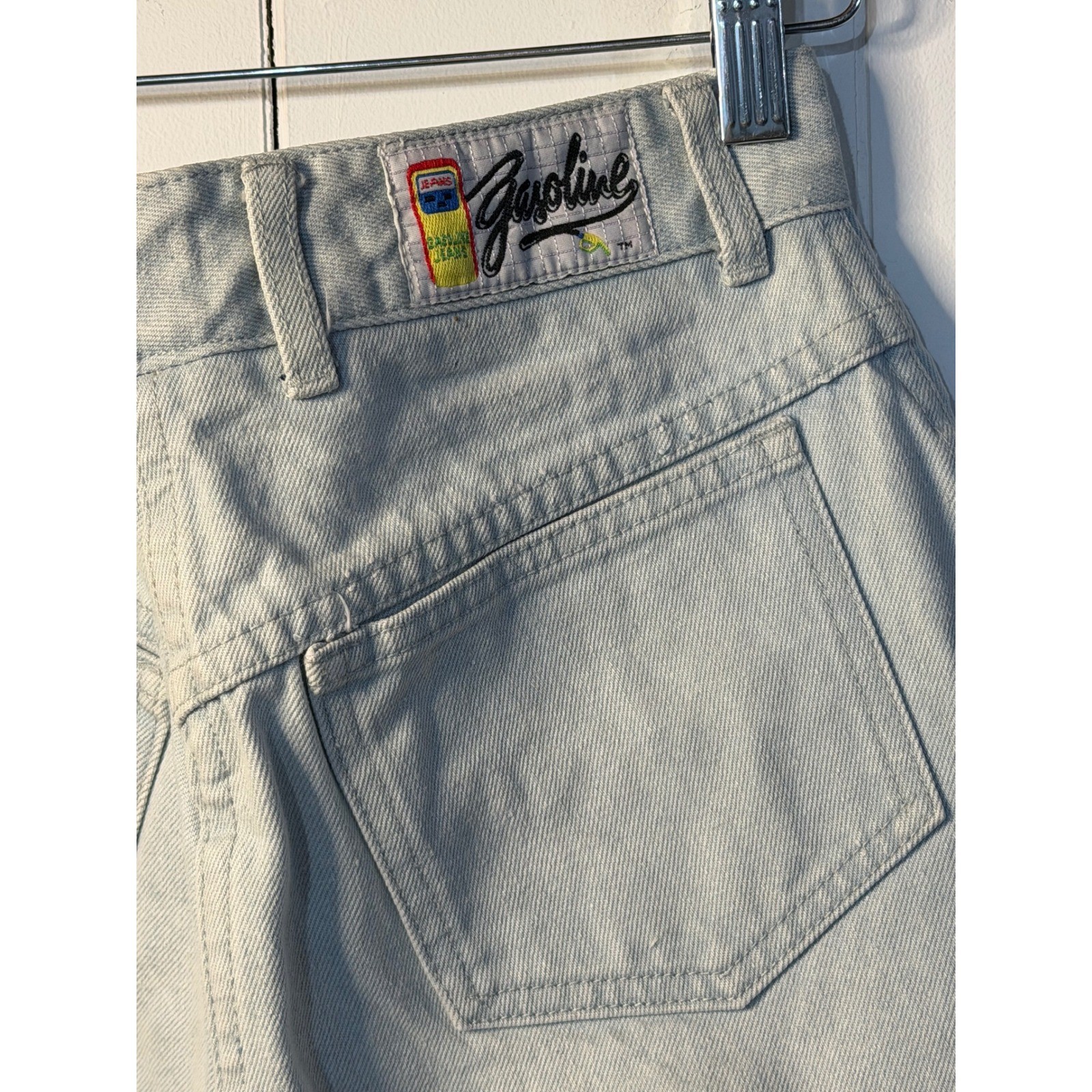 VTG Gasoline Womens 4R Light Wash Floral Jeans Rose Print 90s Y2K Streetwear