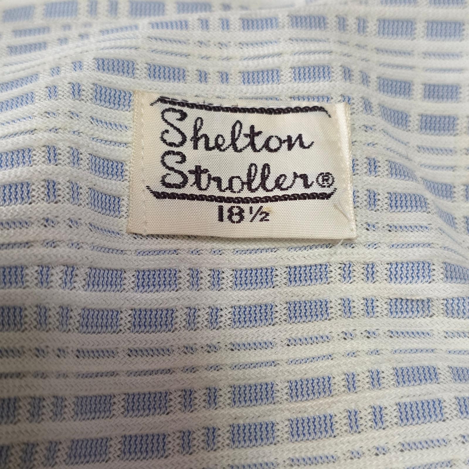 Shelton Stroller Vintage 50s Shirt Dress Belted White Blue Size 18 1/2