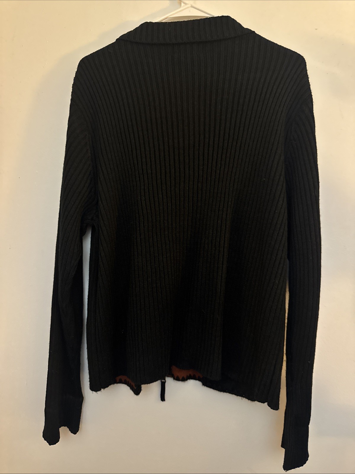 Vintage Designers Originals 1X Leather Patchwork Ribbed Sweater Zipper Retro Y2K