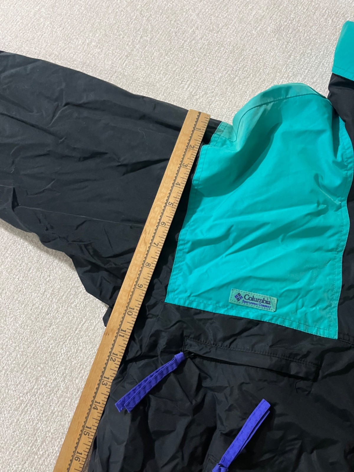 Vtg 90s Columbia Size L Ski Jacket Vamoose Bright Colorblock Teal Black Purple
