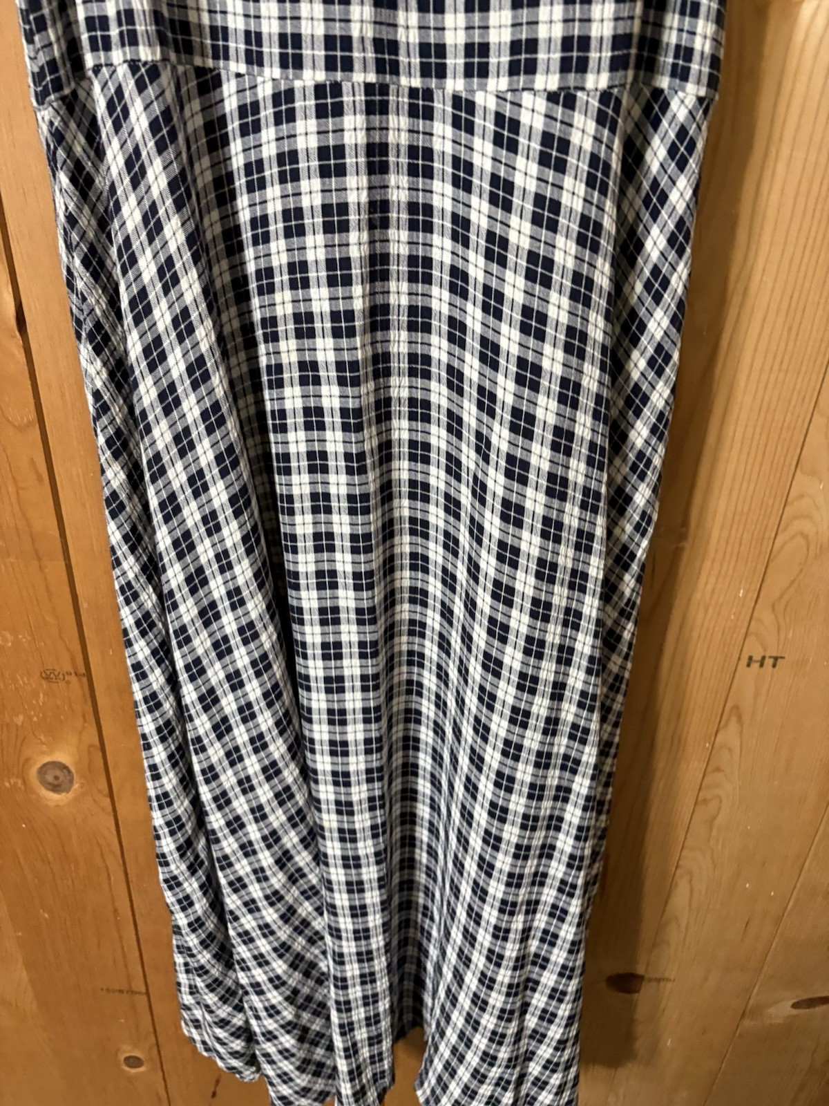 VTG 90s y2K Limited London Paris NY Blue Plaid GINGHAM DROP WAIST MAXI Dress S