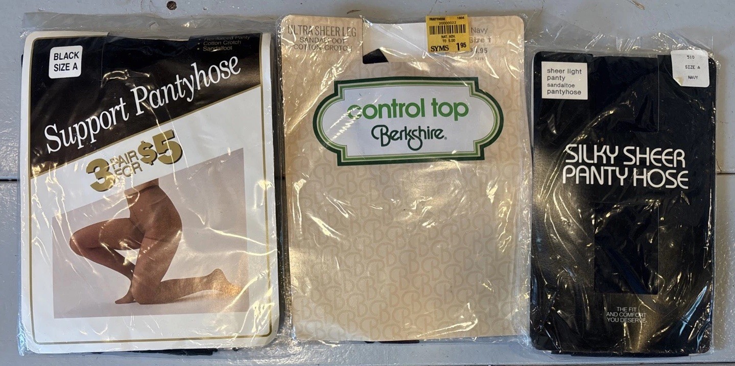 70-Piece Vtg Pantyhose Lot: Knee, Full, Queen-A, DKNY, Sheer, Hanes, Buff Black