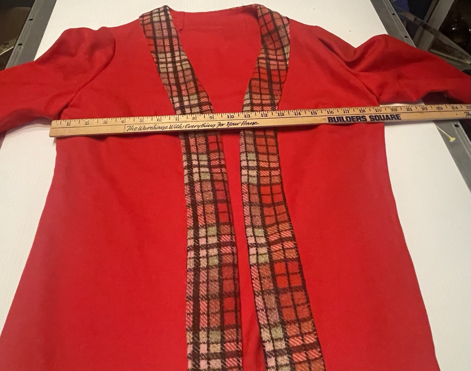 Vintage Handmade Red Sleeveless Top And Open Cardigan 70s Poly