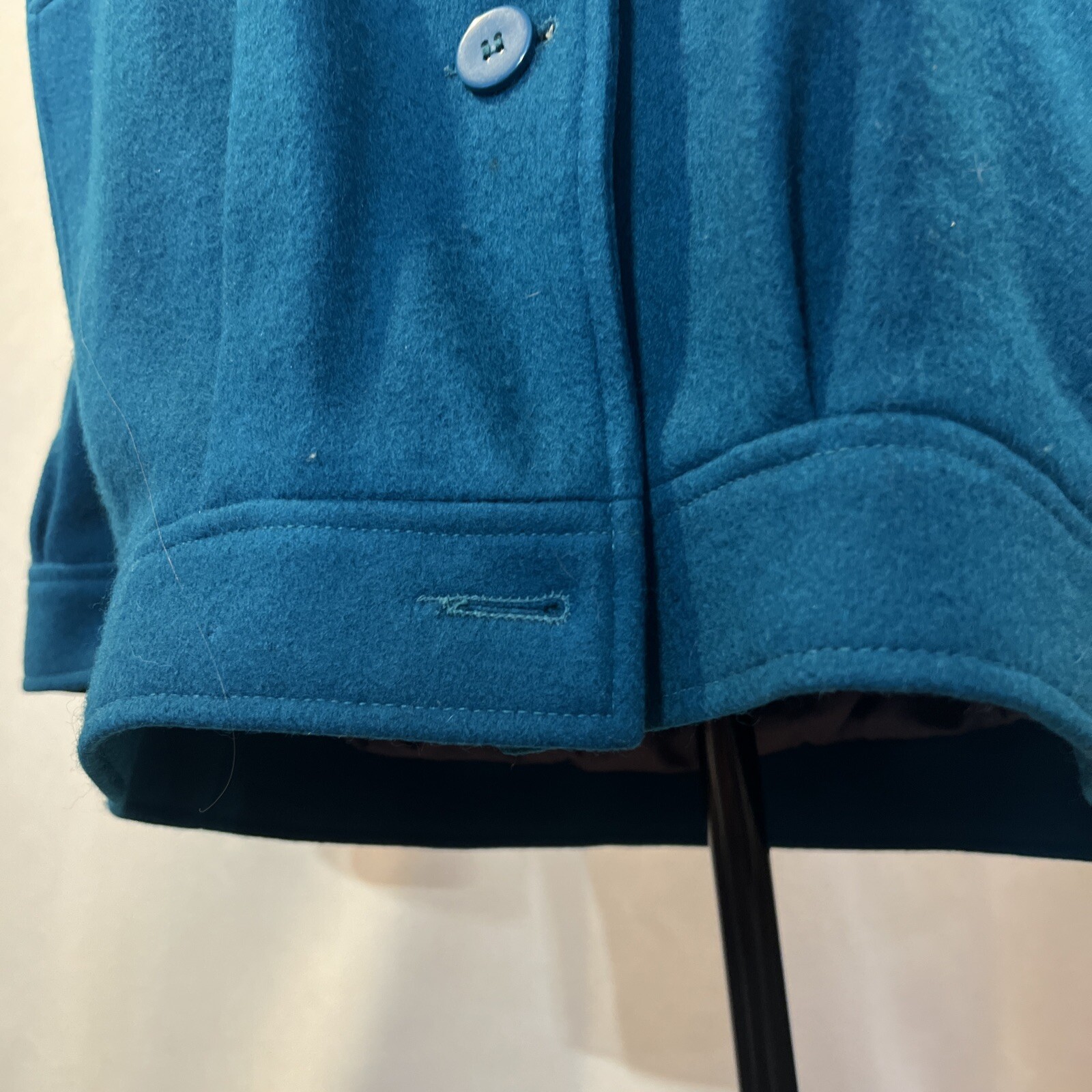 Vintage Learsi Turquoise 100% New Wool Coat Fully Lined Size 9 Beautiful