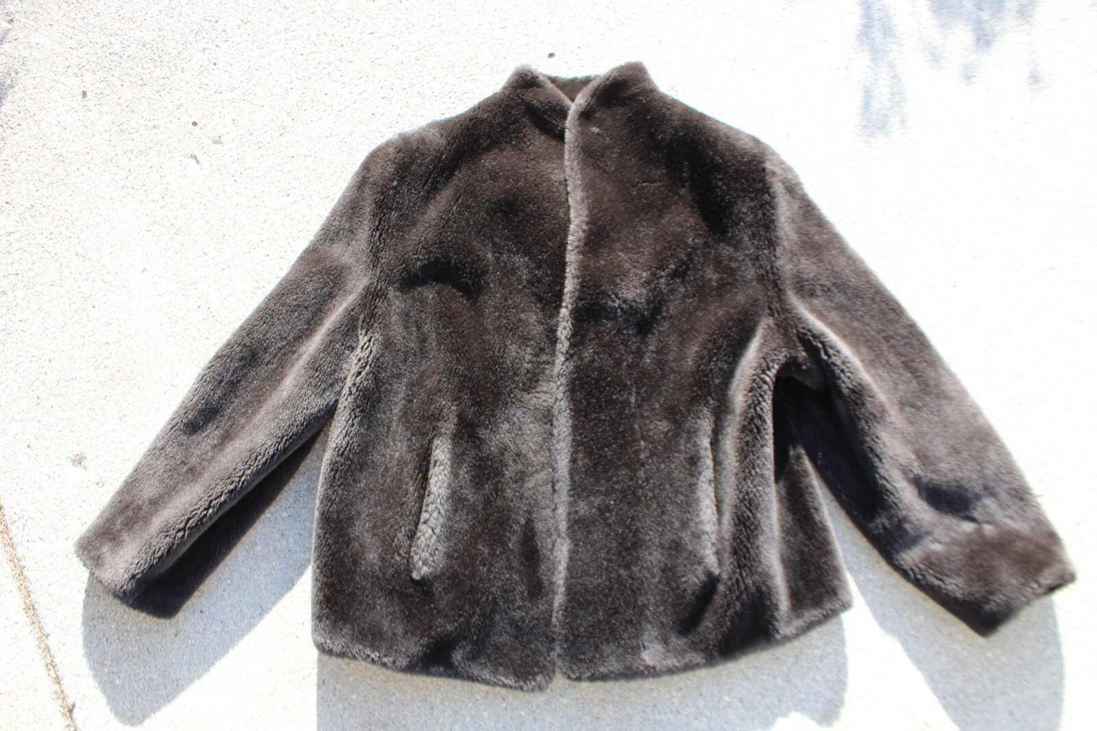 Borgana Vintage Faux Fur Cropped Jacket Shawl Coat Taupe Winter Wedding 50s