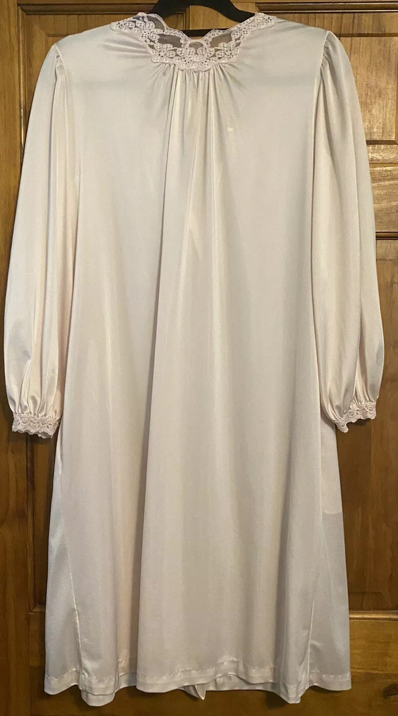 Vintage Miss Elaine Nightgown Robe Small/Medium Long Sleeve Button Dusty Rose
