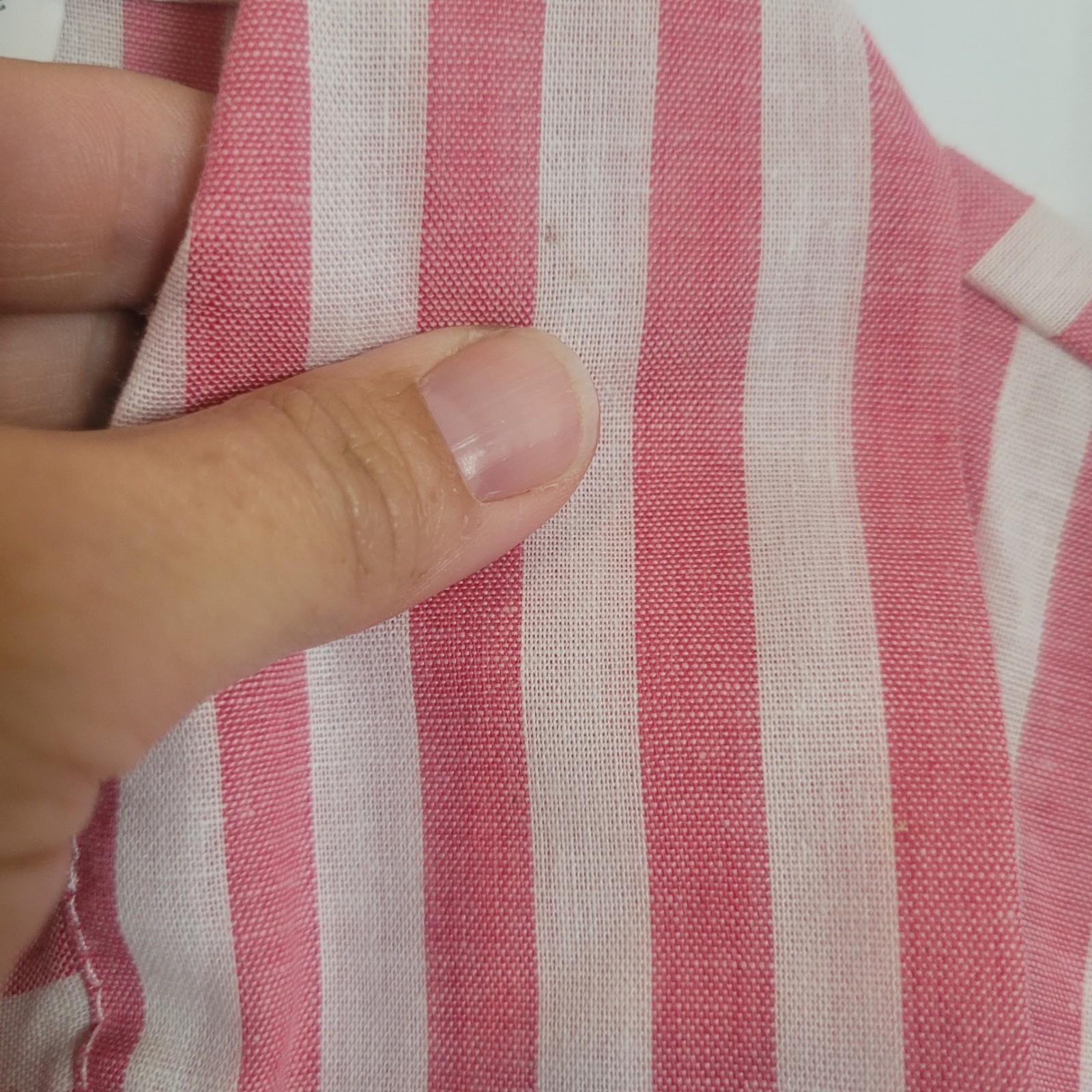 Vintage Carole Lee Pink White Striped Roll Tab Button Down Shirt Size 44 USA