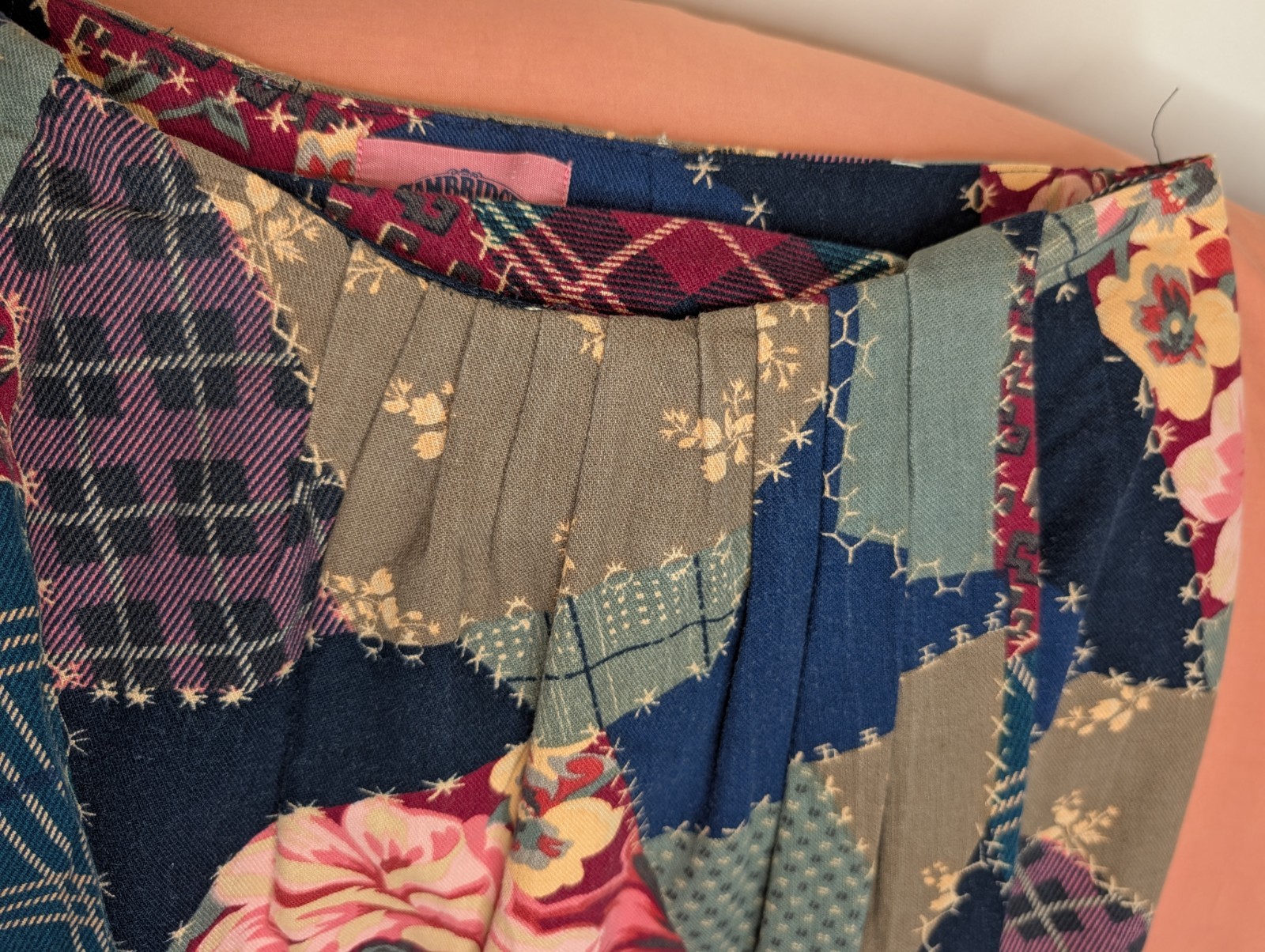 Vntg 90s Wrap Skirt Cambridge Dry Goods Patchwork Cotton Cottagecore Boho Maxi L