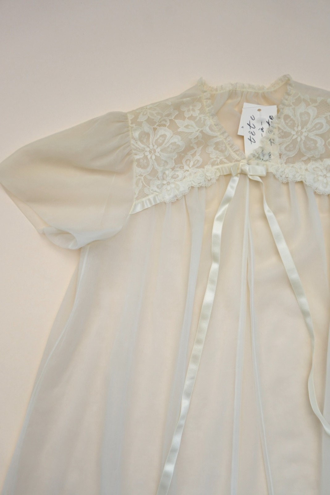 VTG 50’s Vanity Fair Babydoll Peignoir Nightgown Sheer Lace Nylon – Size 32