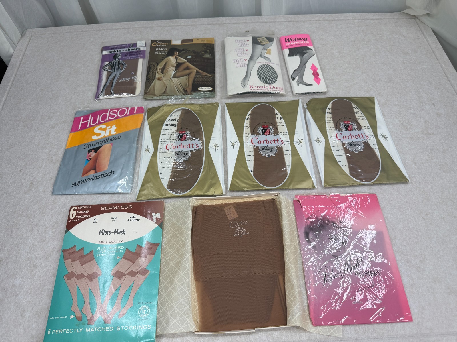 12 Pc Vintage Nylon Stockings Hosiery Lot NOS Sears Corbett Bonnie Doon Powers