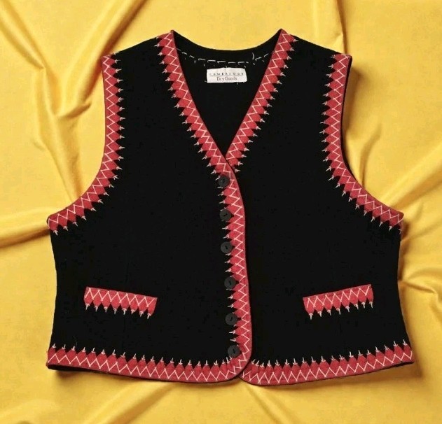 VTG CAMBRIDGE DRY GOODS BLACK BOILED WOOL SWEATER VEST! SIZE S/M