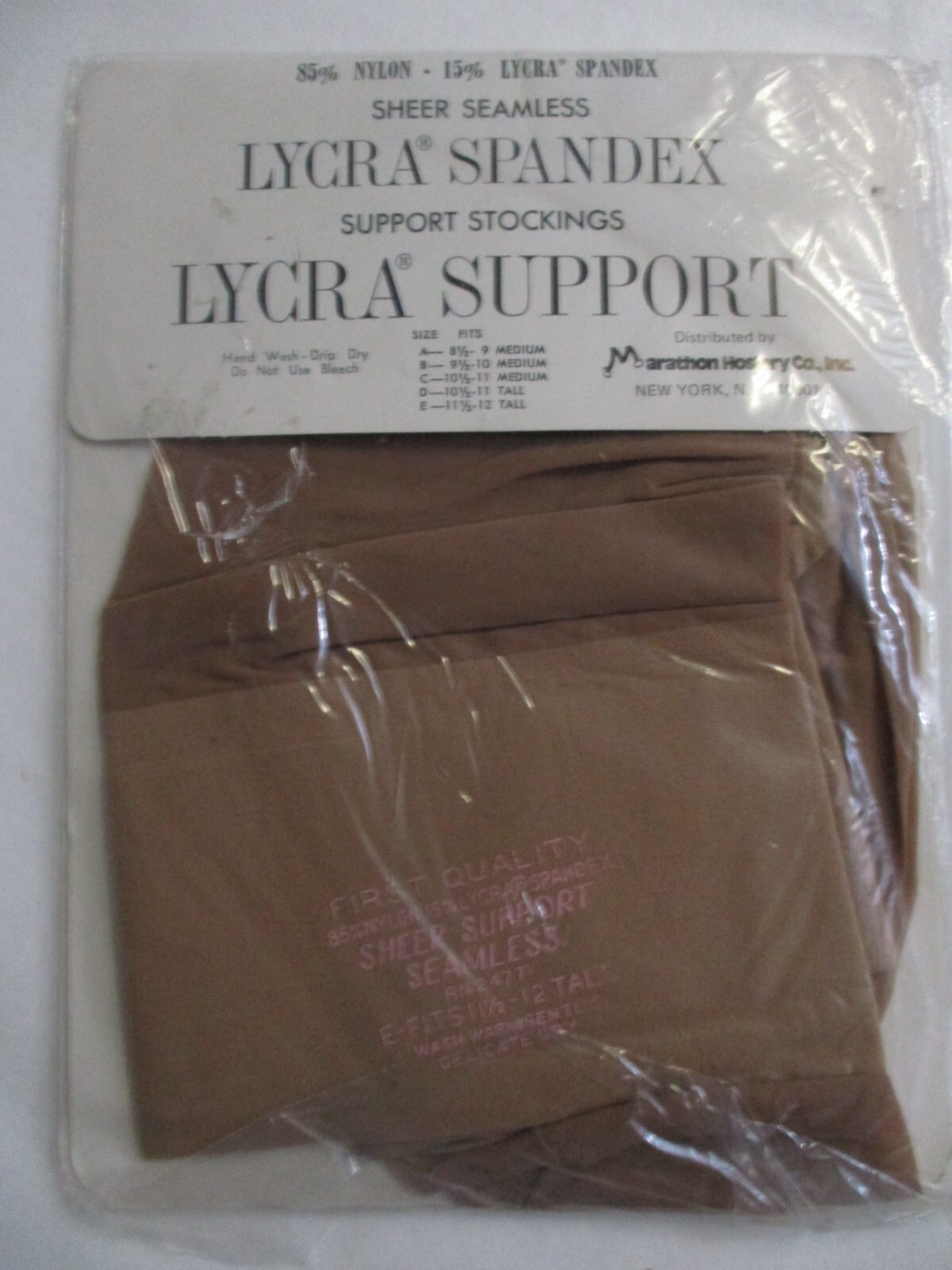 1PR VINTAGE UNBRANDED RHT SUPPORT SHEER NYLON STOCKINGS SZ 11 1/2-12 TALL BEIGE