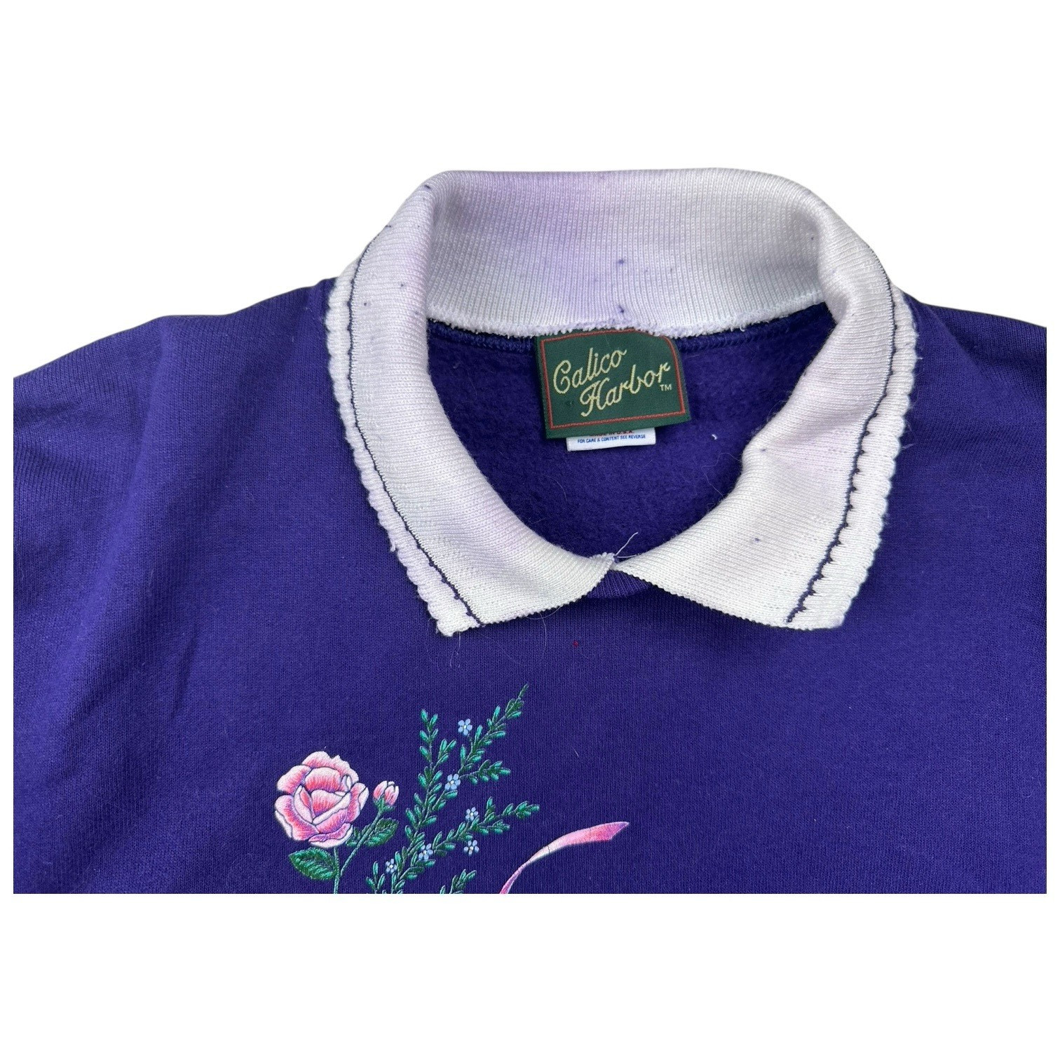 Vintage sweatshirt purple XL grandma core granny oversized cottage floral 90s