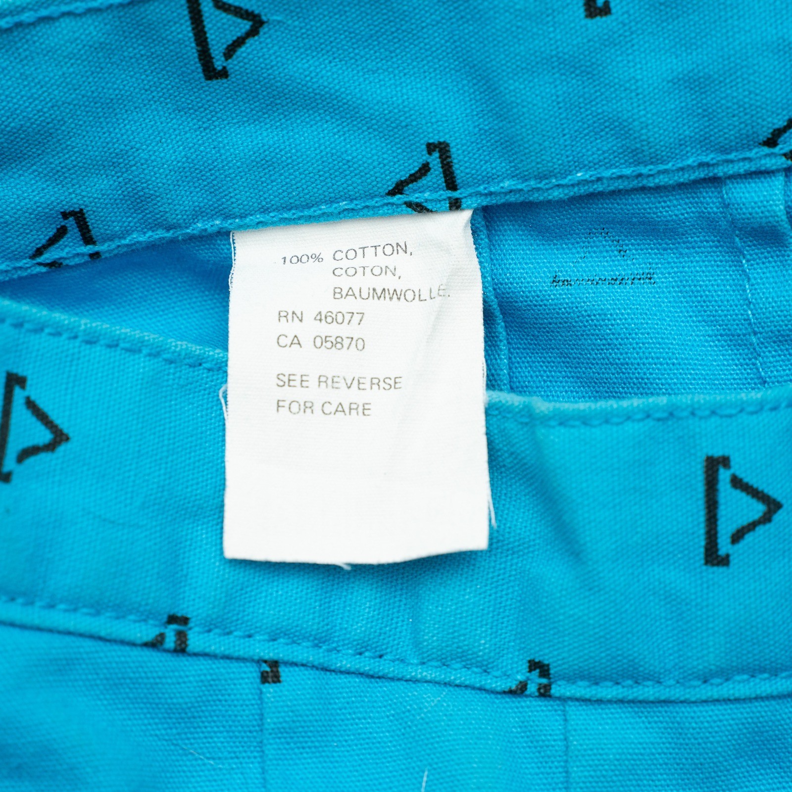 Vintage 80s Pleated High Waist Blue Pattern Side Zip Womens Pants 11/12 Cotton
