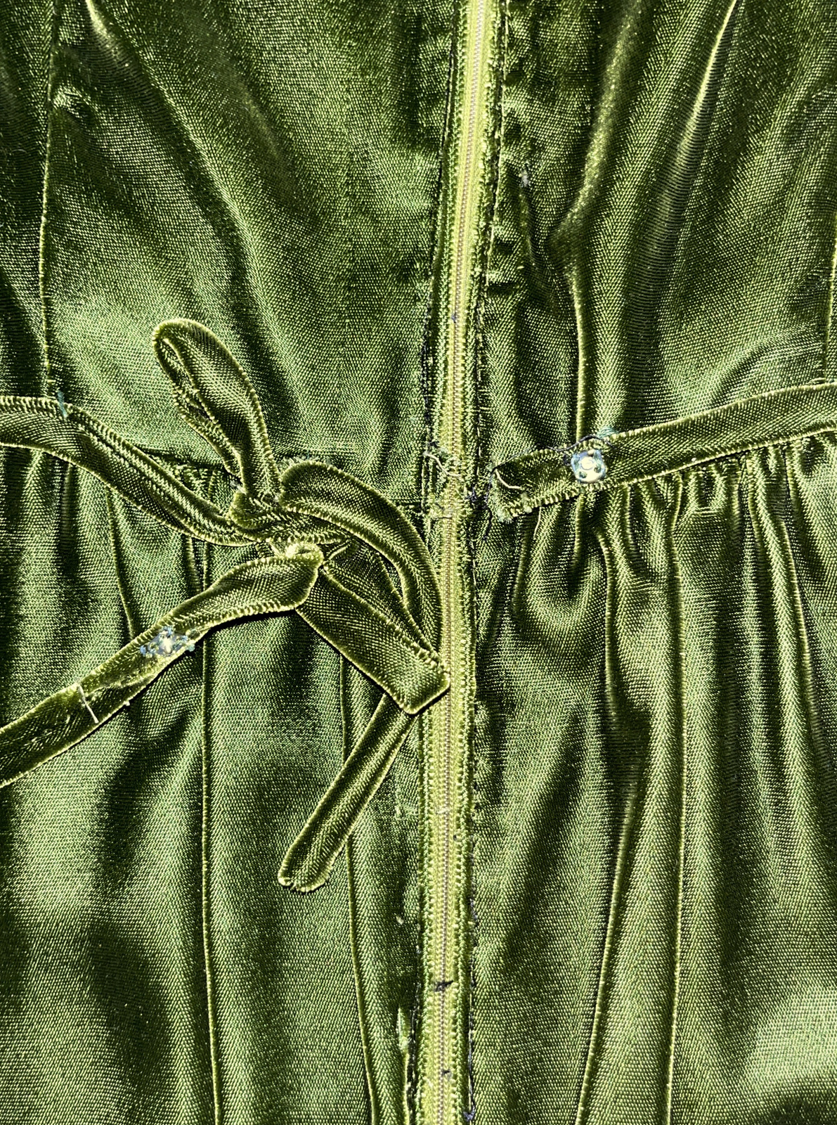 Vtg 1960’s Dress Lorie Deb Green Velvet And Lace Dress