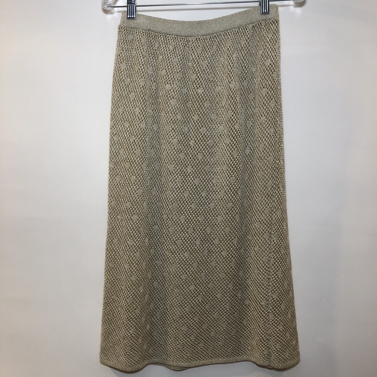VTG Vivanti Medium Skirt Set Sheer Open Knit Sexy Secretary Peplum Stretch 80s