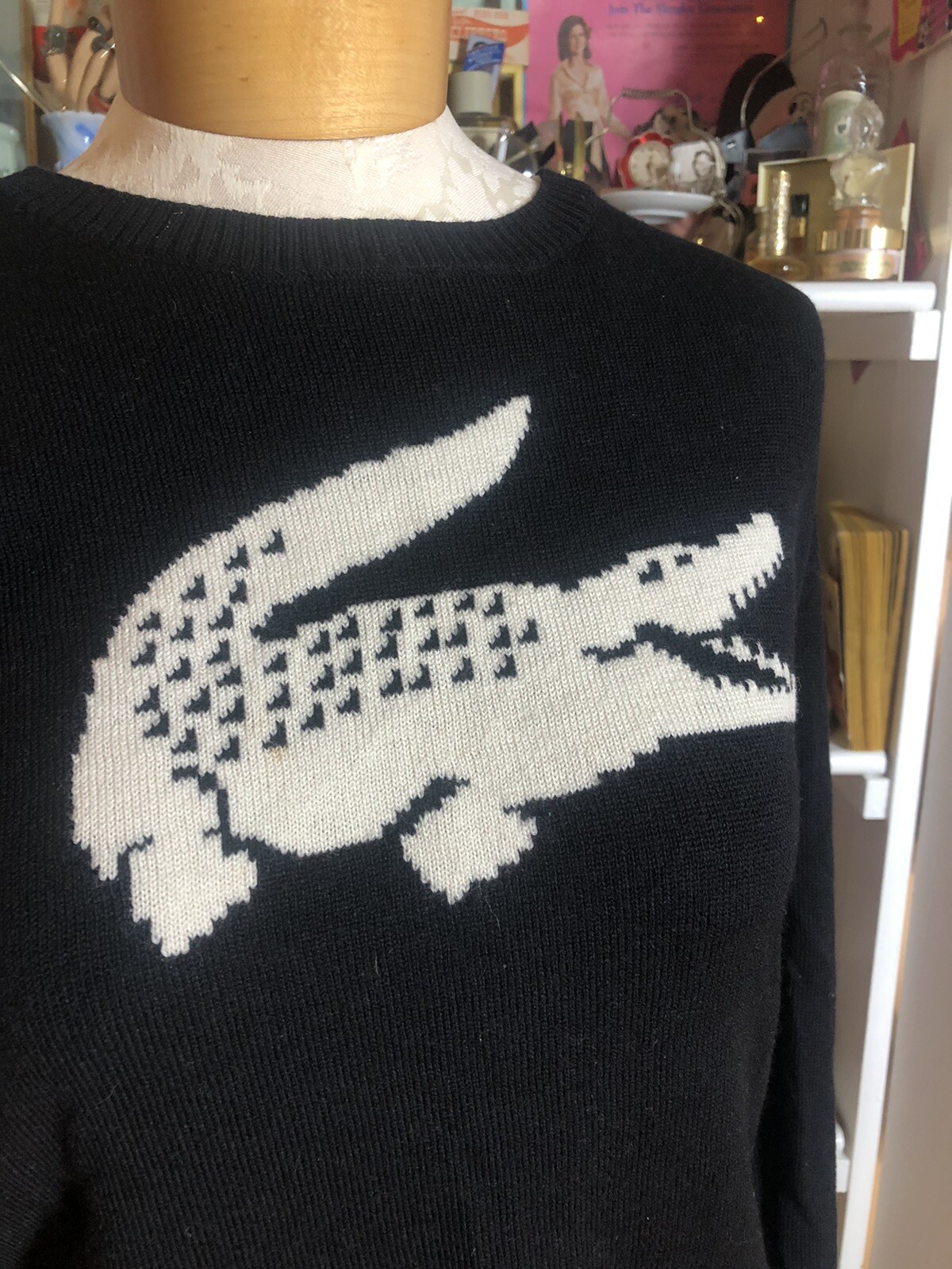 Vintage Lacoste Ladies Sweater Made In France Sz44. Black N White